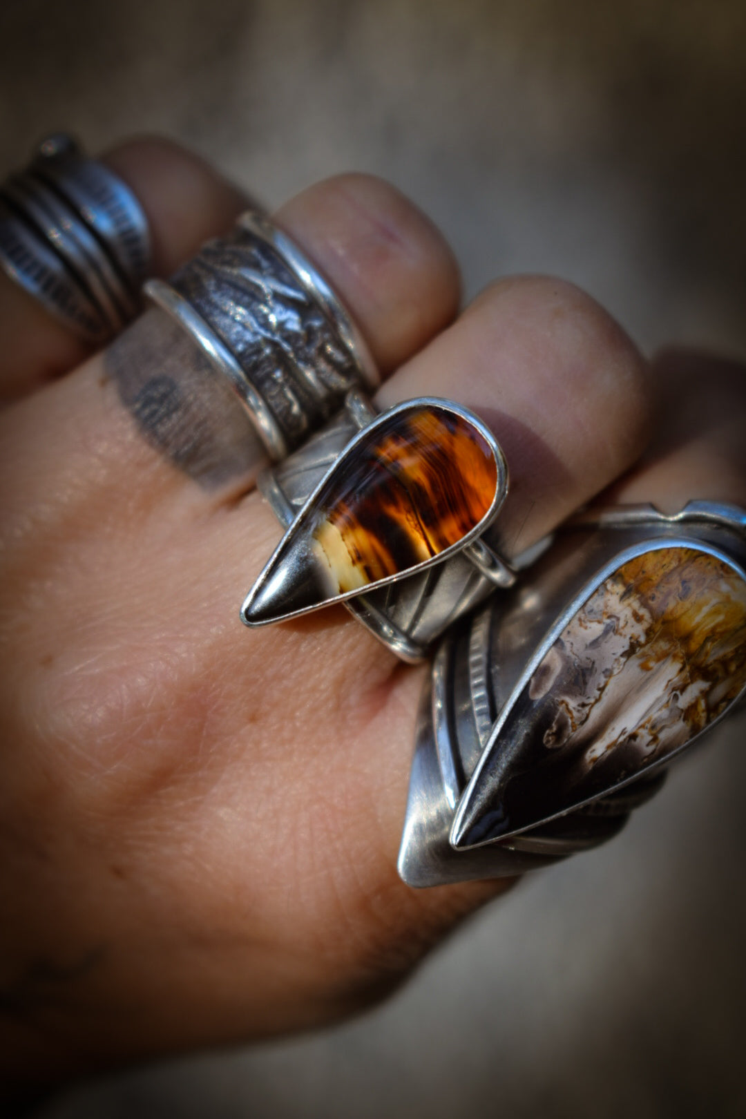 AUTOMNE - Bague réglable Agate du Montana