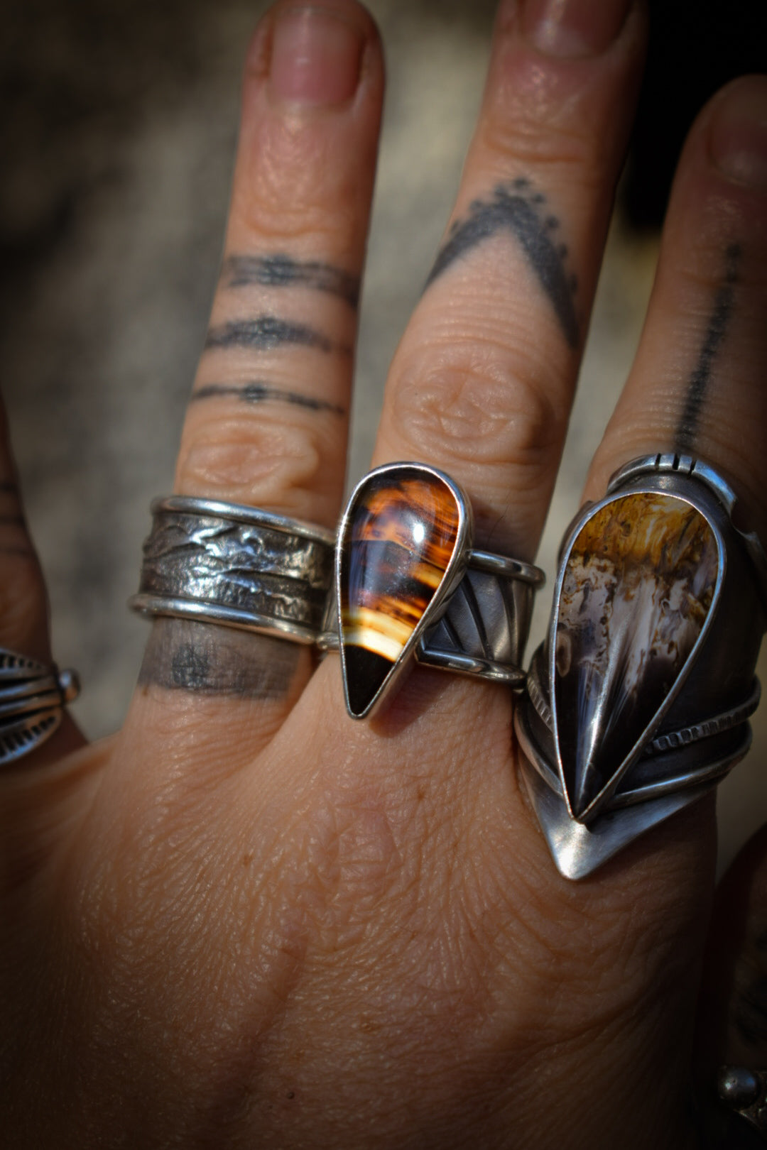 AUTOMNE - Bague réglable Agate du Montana