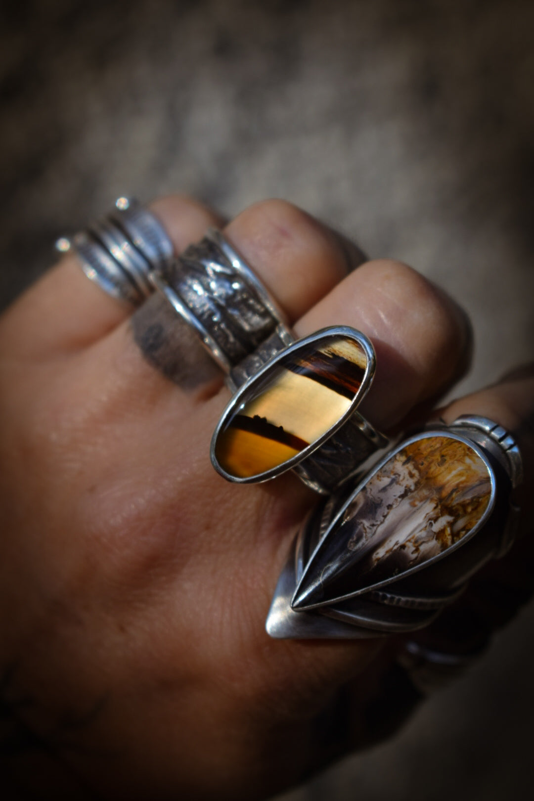 AUTOMNE - Bague réglable Agate du Montana