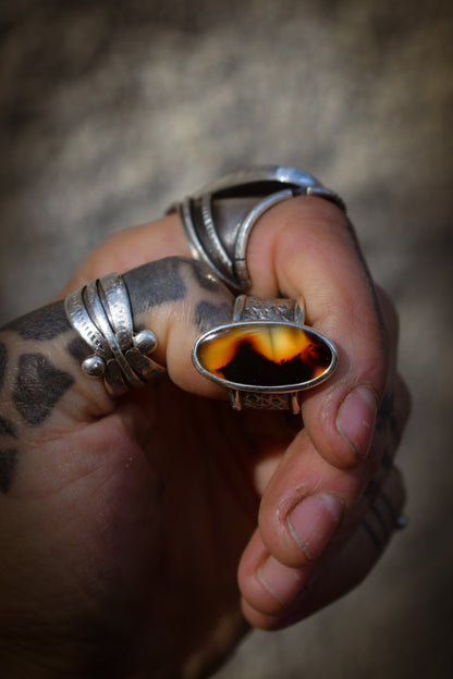 AUTOMNE - Bague réglable Agate du Montana