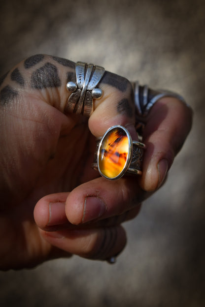 AUTOMNE - Bague réglable Agate du Montana