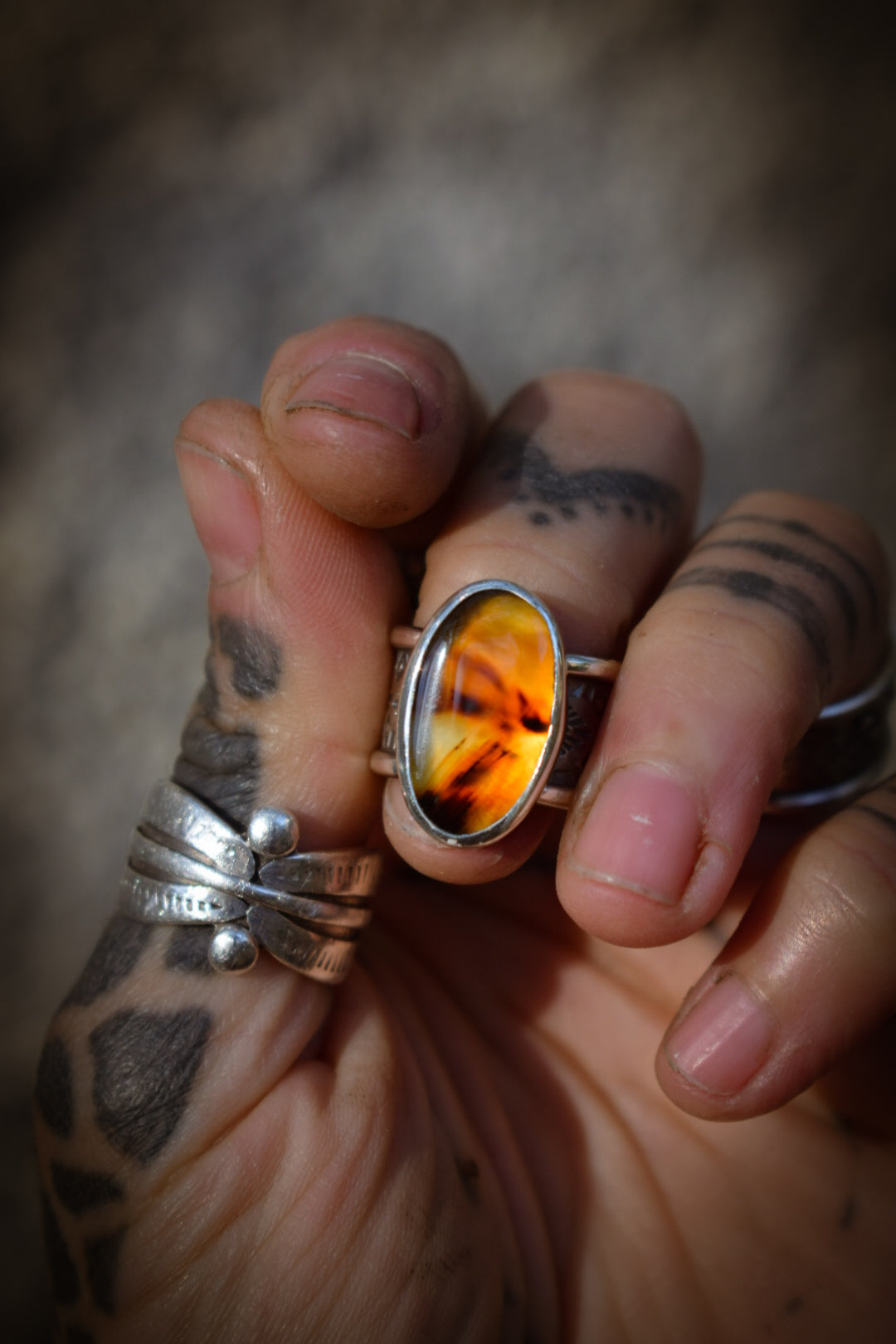 AUTOMNE - Bague réglable Agate du Montana