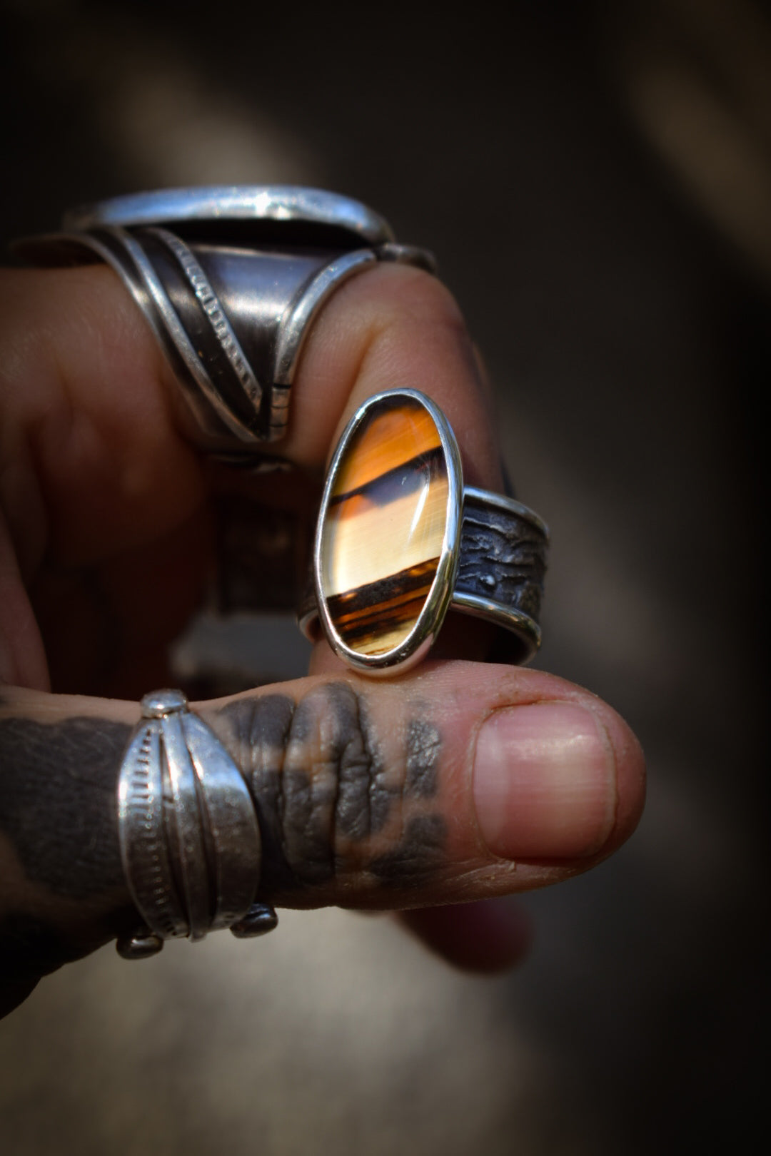 AUTOMNE - Bague réglable Agate du Montana