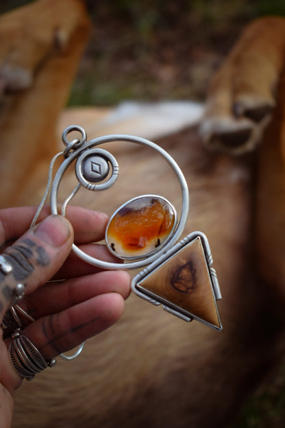 MELTINGPOTES - Pendentif en Agate du Montana & Bois