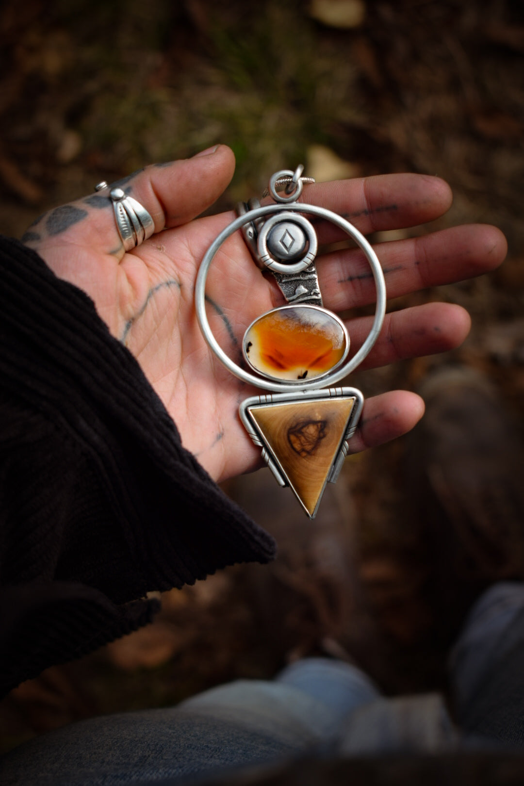 MELTINGPOTES - Pendentif en Agate du Montana & Bois
