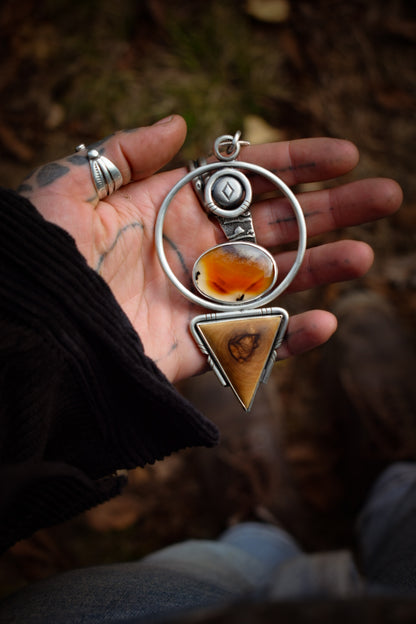 MELTINGPOTES - Pendentif en Agate du Montana & Bois