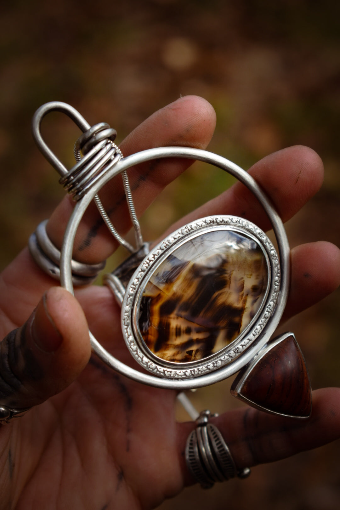 MELTINGPOTES - Pendentif en Agate du Montana & Bois