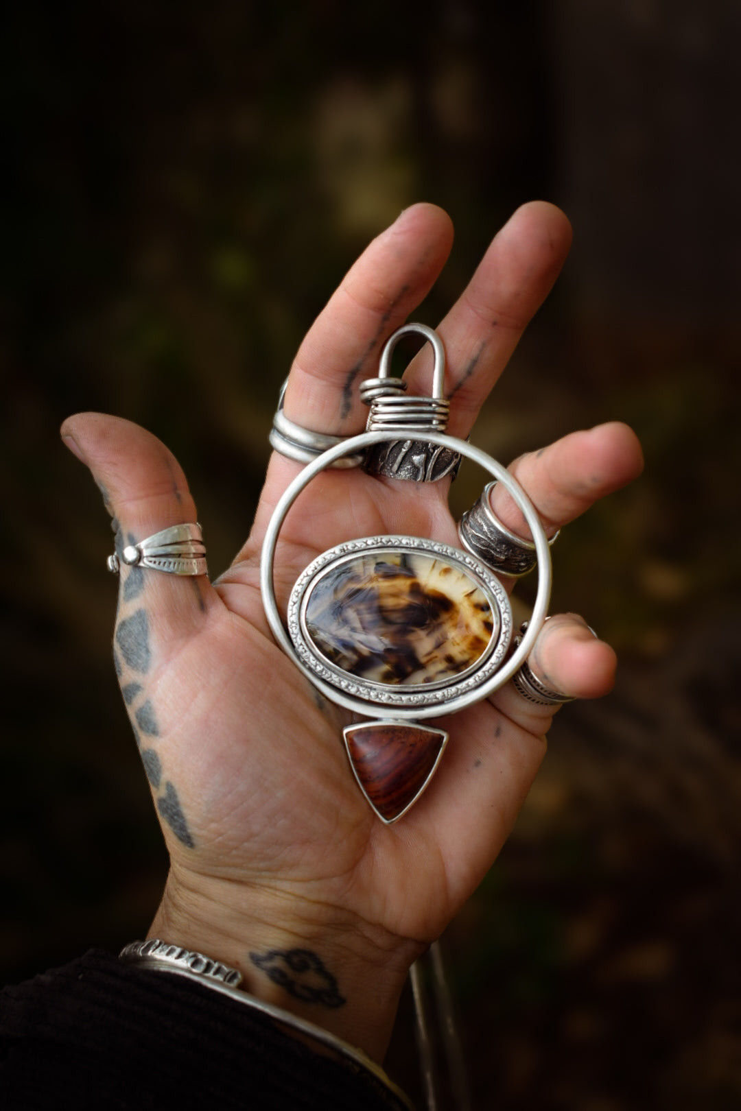 MELTINGPOTES - Pendentif en Agate du Montana & Bois
