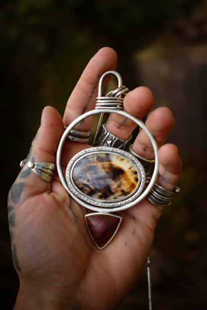 MELTINGPOTES - Pendentif en Agate du Montana & Bois