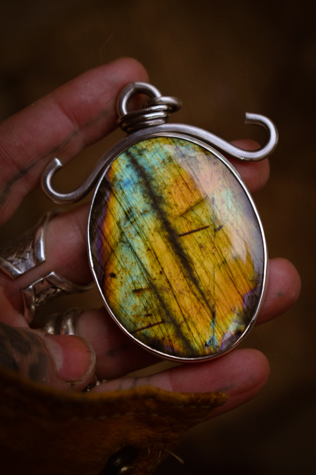 GROSOLEIL- Pendentif en Argent & Labradorite