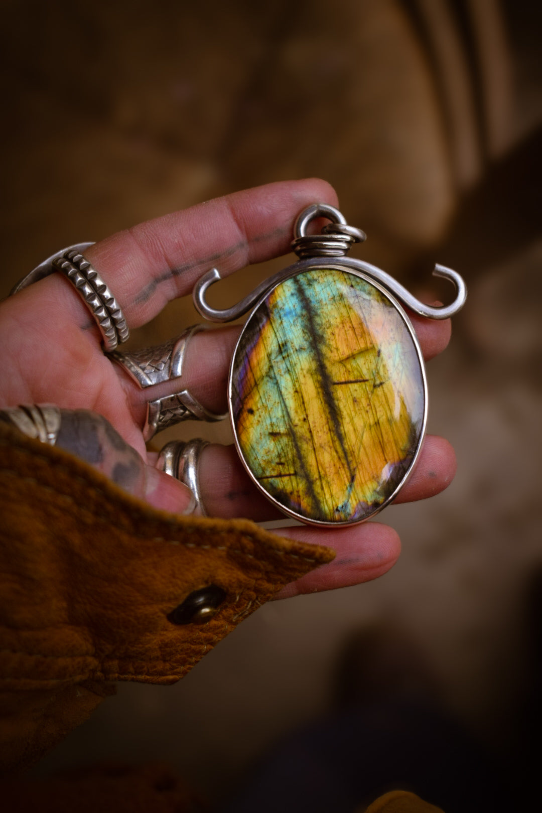GROSOLEIL- Pendentif en Argent & Labradorite