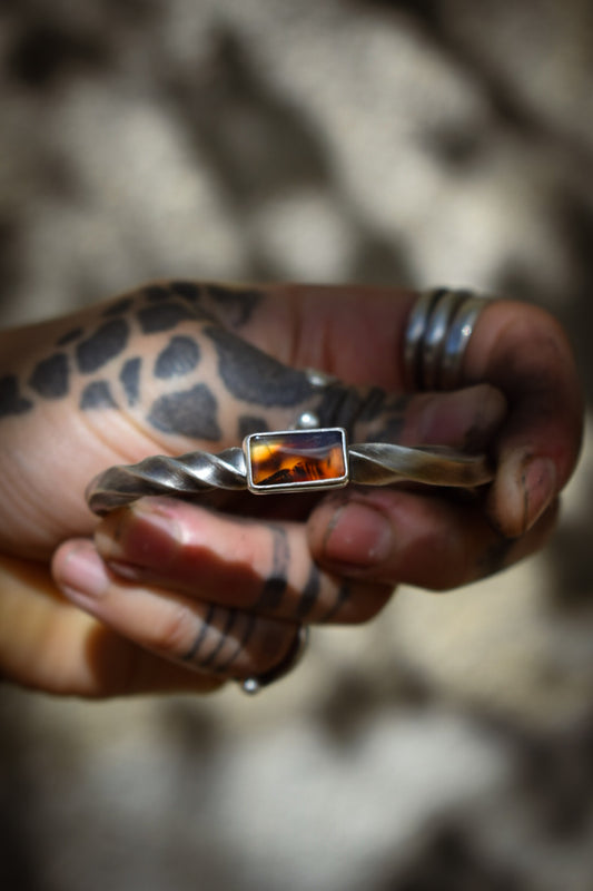 FEU - Bracelet massif Torsadé Agate du Montana
