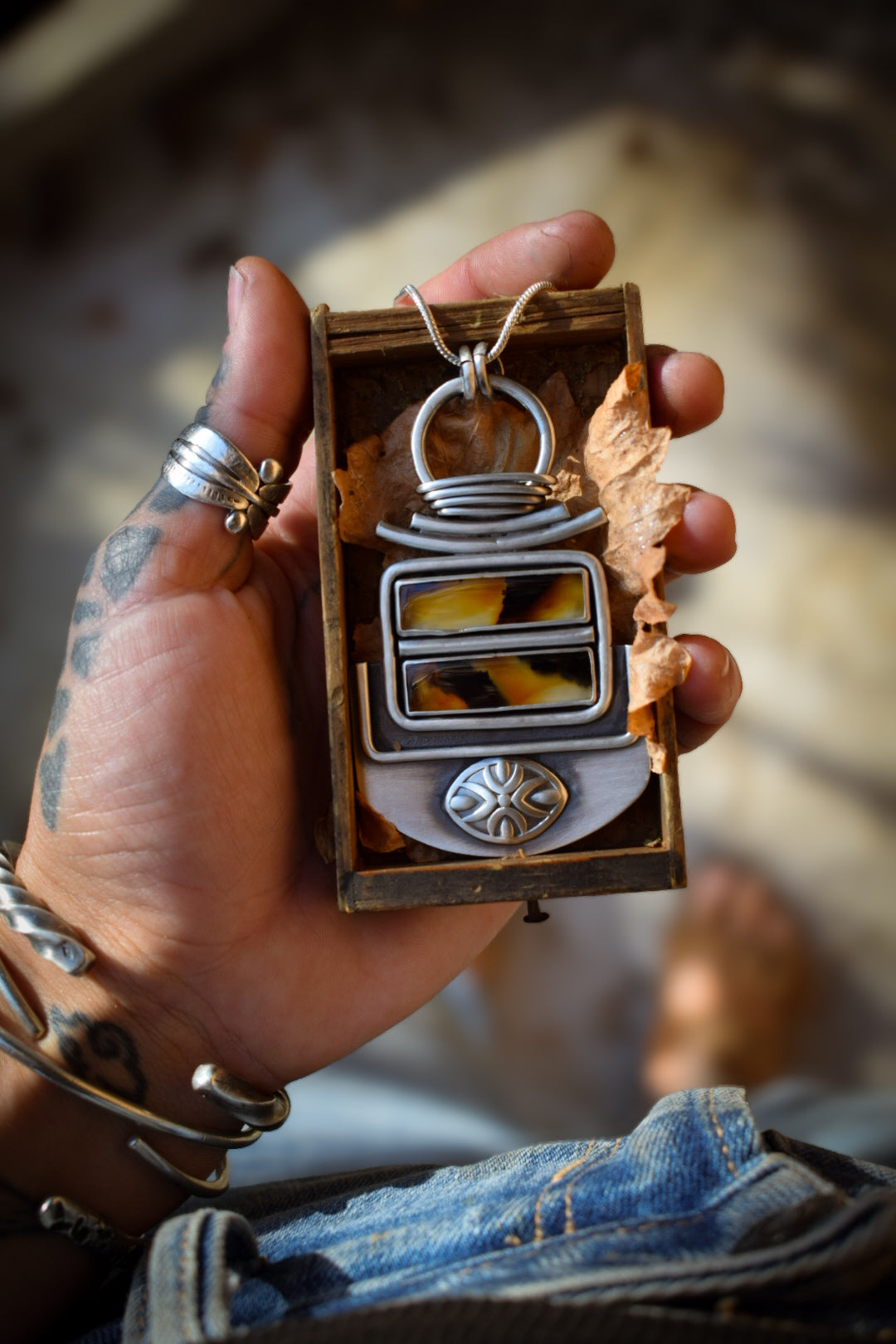 AUTOMNE - Pendentif Agates du Montana