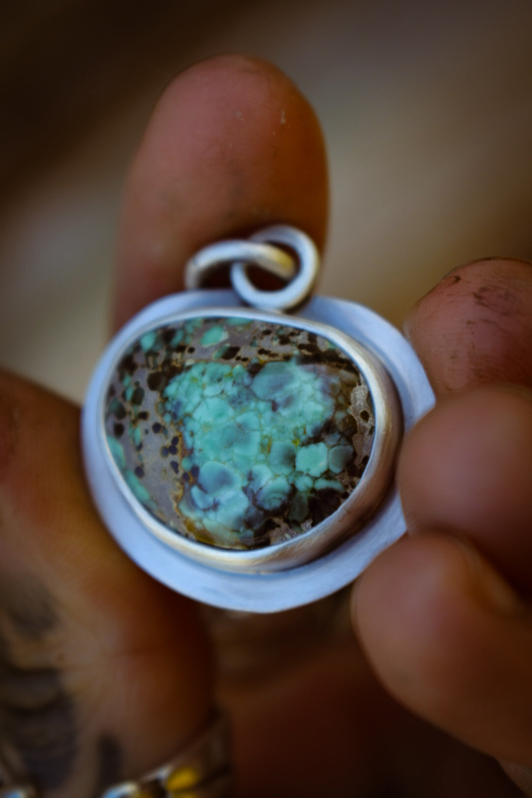 TROGNONNERIE - Pendentif en Argent & Blueboy Variscite