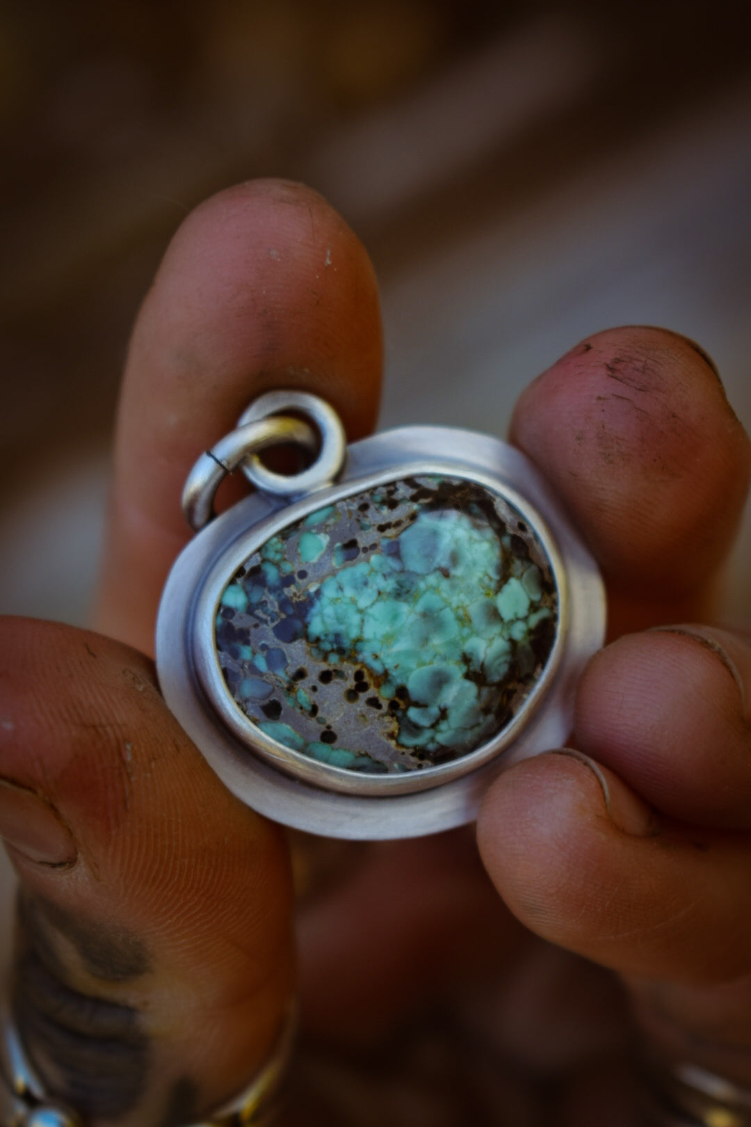 TROGNONNERIE - Pendentif en Argent & Blueboy Variscite