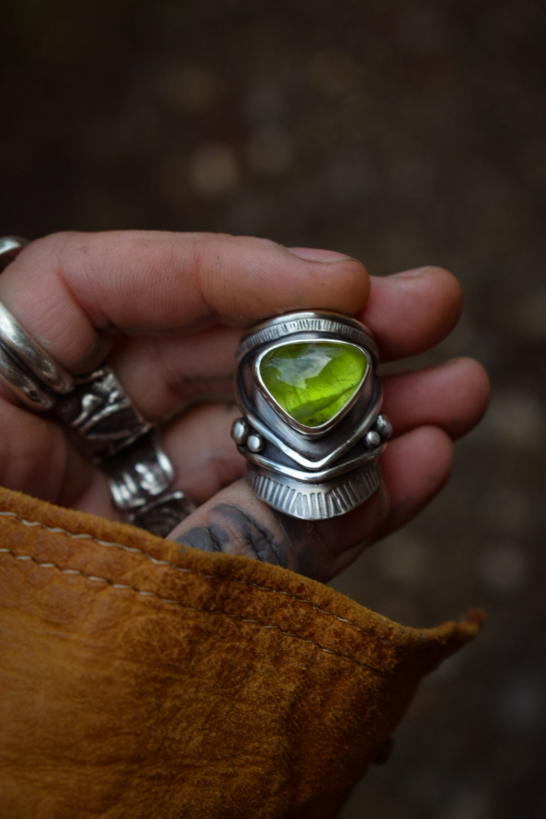 POMME - Bague réglable Péridot