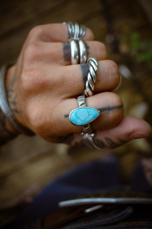 SUMMER - Bague T58 en Argent & Turquoise Blue Bird