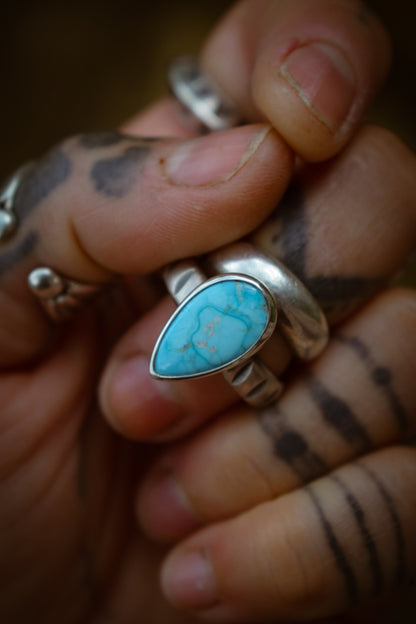 SUMMER - Bague T58 en Argent & Turquoise Blue Bird