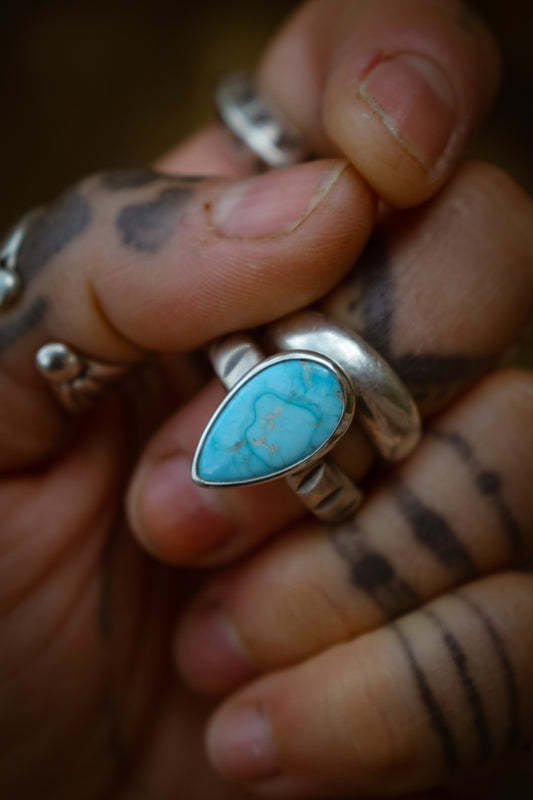 SUMMER - Bague T58 en Argent & Turquoise Blue Bird