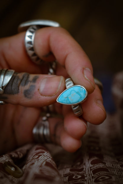 SUMMER - Bague T58 en Argent & Turquoise Blue Bird