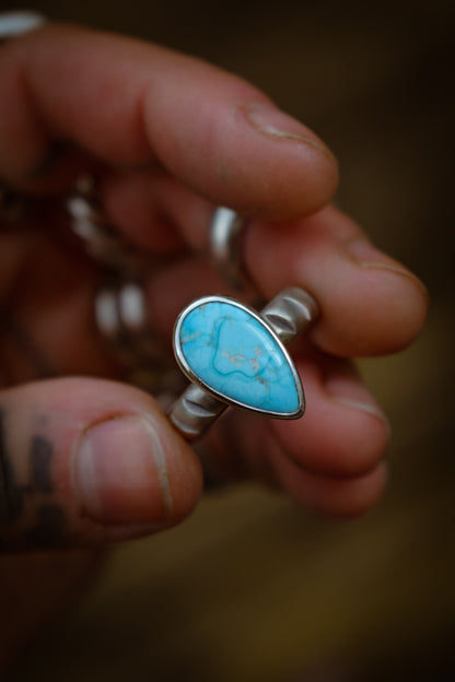 SUMMER - Bague T58 en Argent & Turquoise Blue Bird