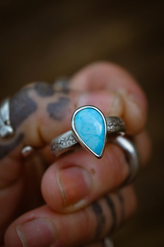 SUMMER - Bague T61 en Argent & Turquoise Blue Bird