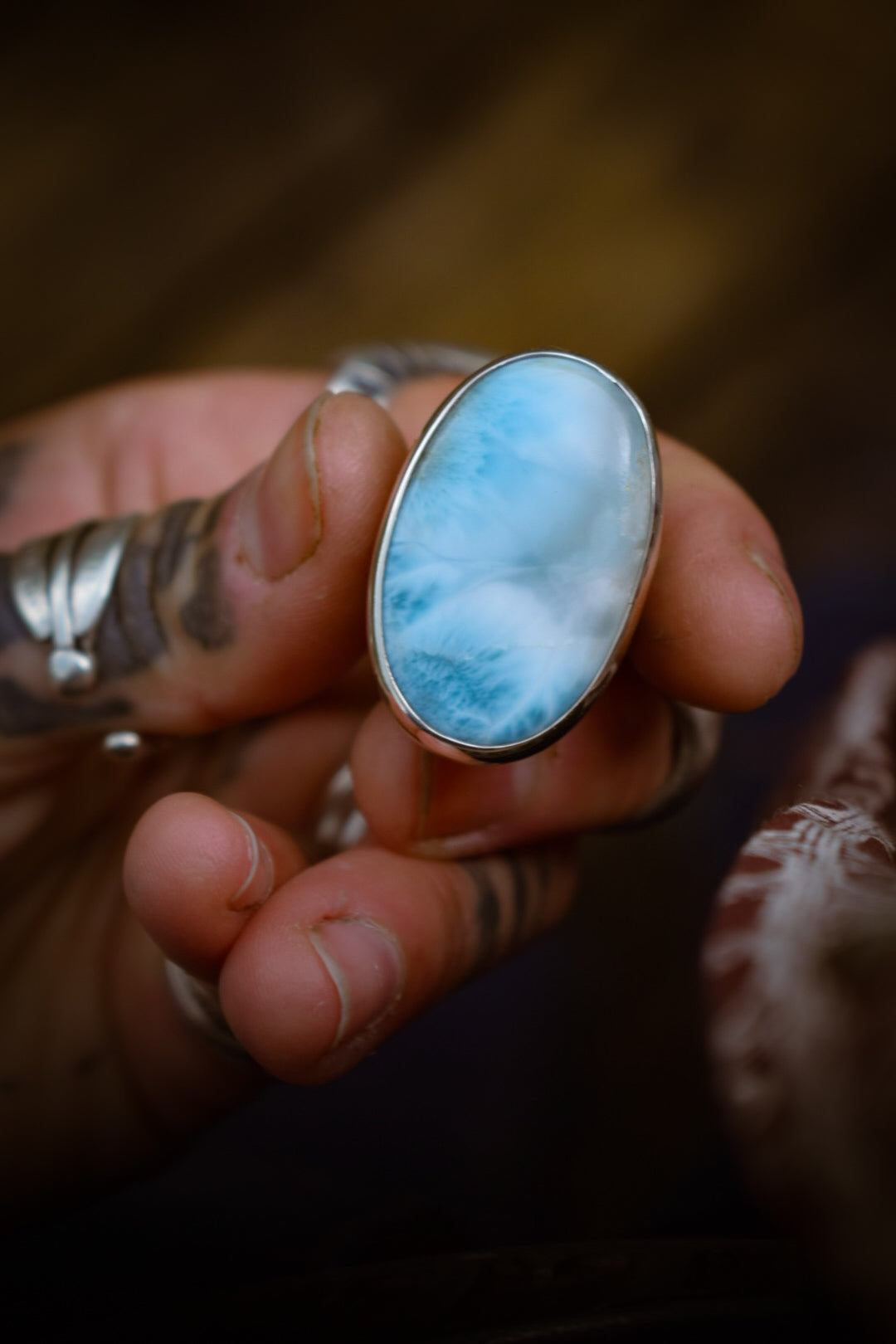 PISCINE - Bague T57 en Argent & Larimar