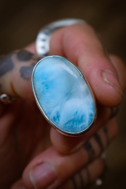 PISCINE - Bague T57 en Argent & Larimar
