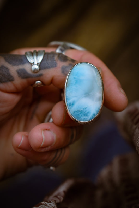 PISCINE - Bague T57 en Argent & Larimar