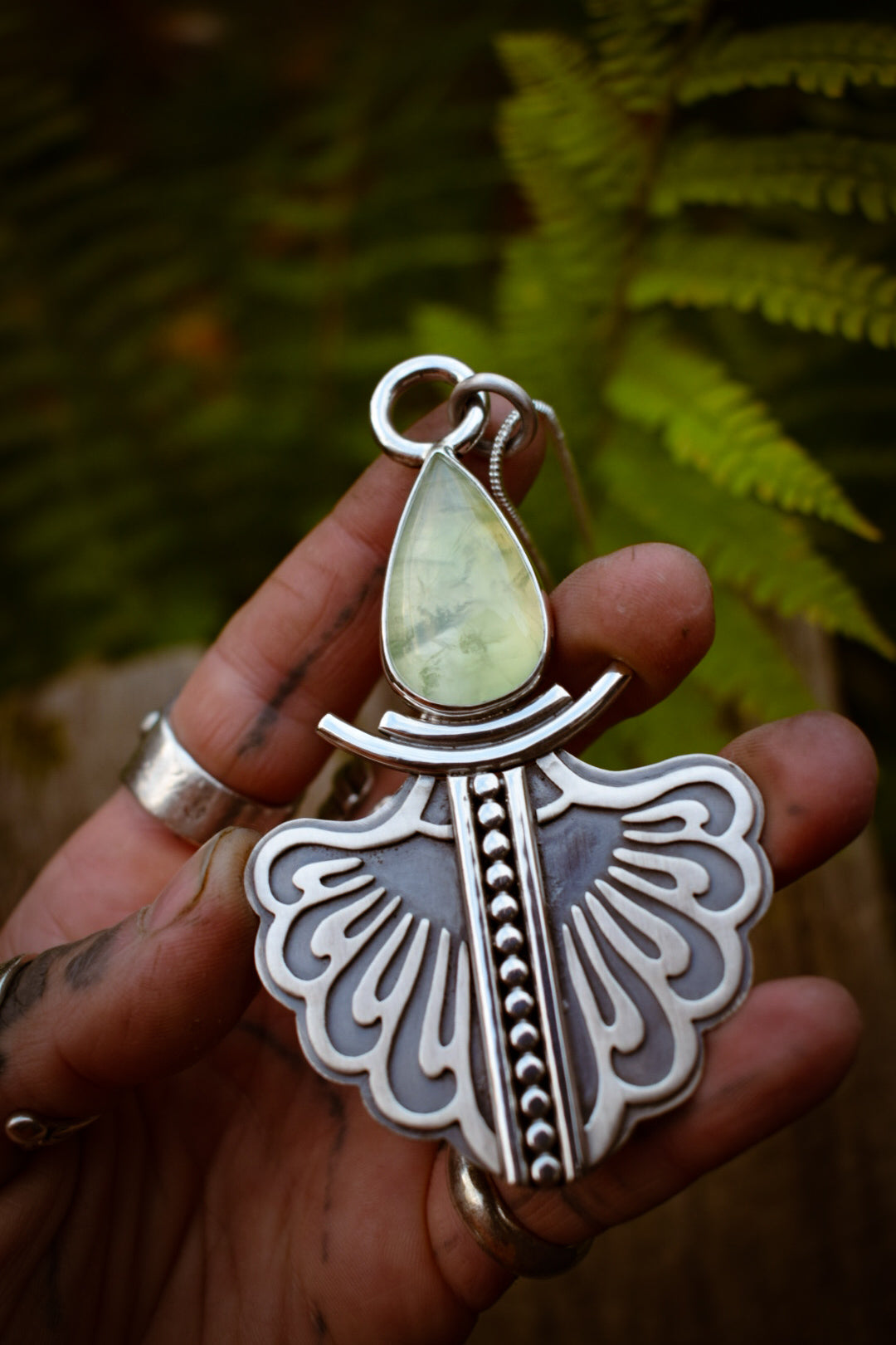 RIVIÈRE - Pendentif en Argent & Prehnite