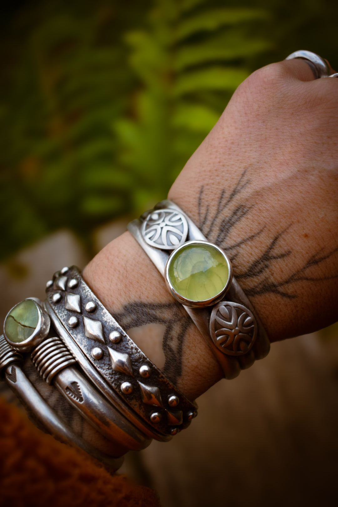 RIVIÈRE - Bracelet en Argent & Prehnite