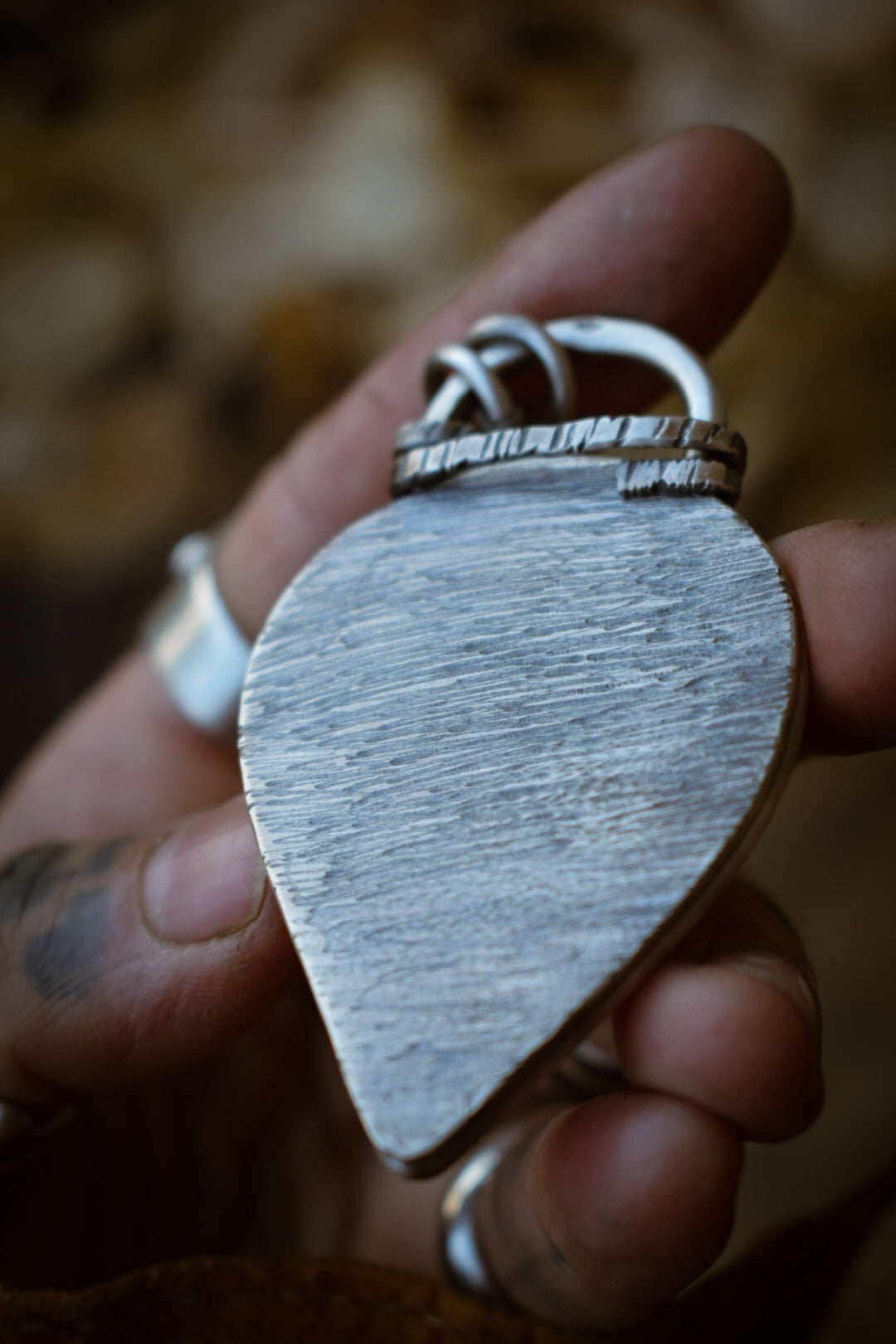 RUSTICA - Pendentif en argent & Psilomélane Dendrite