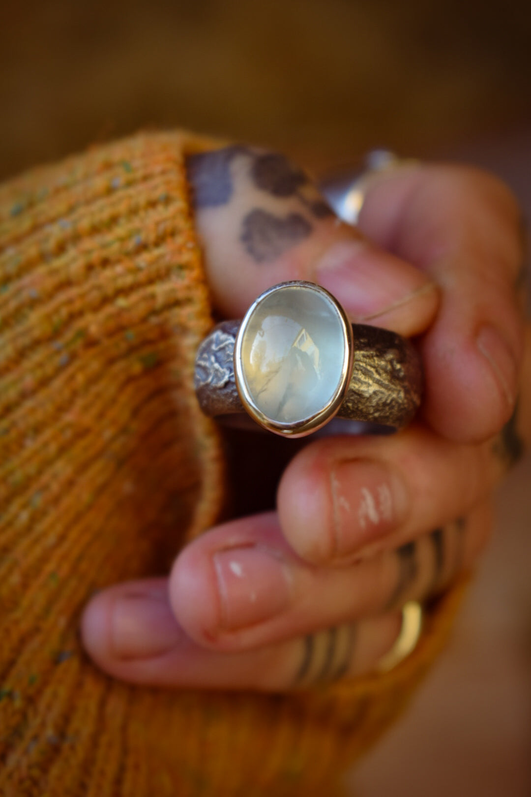 CANDYSHOP - Bague T64 en Argent & Prehnite