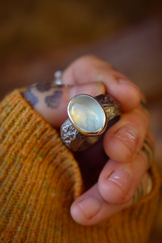 CANDYSHOP - Bague T64 en Argent & Prehnite