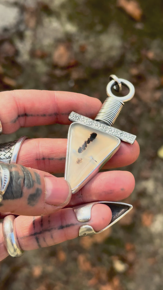 TROGNONNERIE - Pendentif en Argent & Agate du Montana