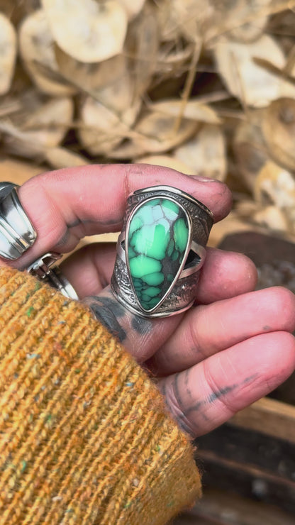 BLOOM - Bague réglable en Argent & Variscite Desert Bloom