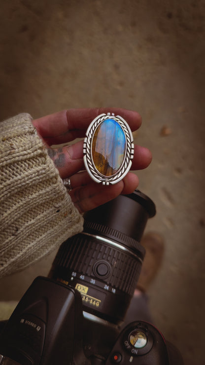 CHATOYANCE - Bague T54 en Argent & Labradorite