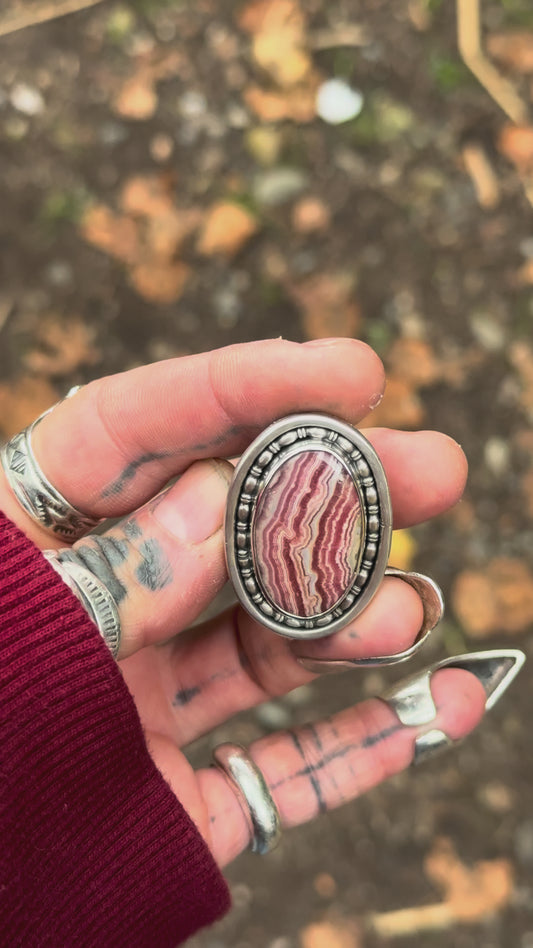 DOUCEUR - Bague T54 en Argent & Rhodochrosite
