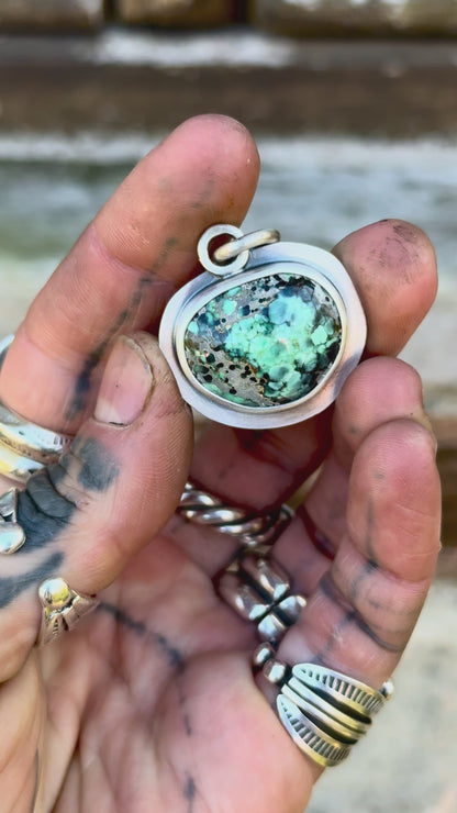 TROGNONNERIE - Pendentif en Argent & Blueboy Variscite
