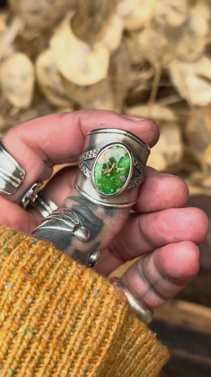 GREEN - Bague réglable en Argent & Turquoise Sonoran