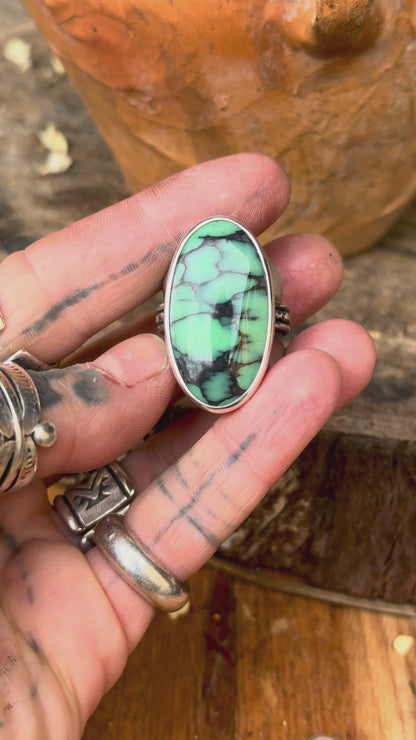 BLOOM - Bague réglable en Argent & Variscite Desert Bloom