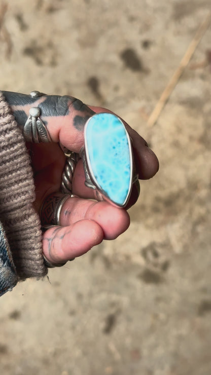 PISCINE - Bague T56 en Argent & Larimar