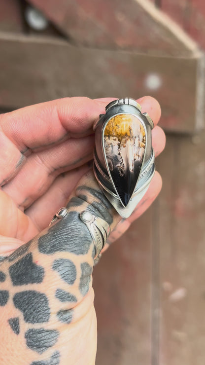 PALMROOT - Bague réglable Bois pétrifié de racine de Palmier