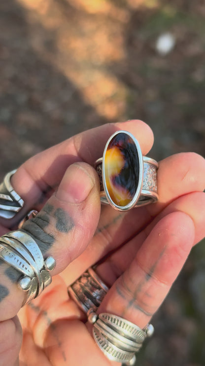 AUTOMNE - Bague réglable Agate du Montana