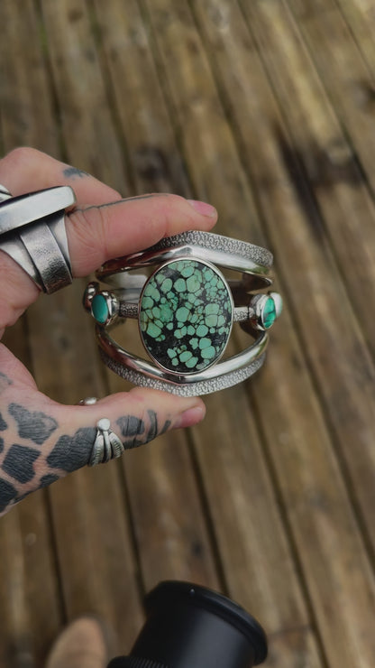 MELTING-POT - Bracelet manchette en Argent & Turquoises Hubei