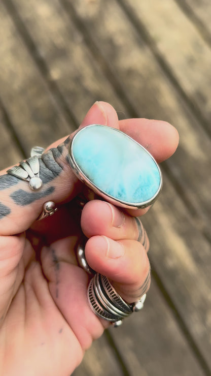 PISCINE - Bague T57 en Argent & Larimar