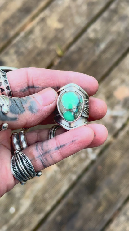 BLOOM - Bague réglable en Argent & Variscite Desert Bloom